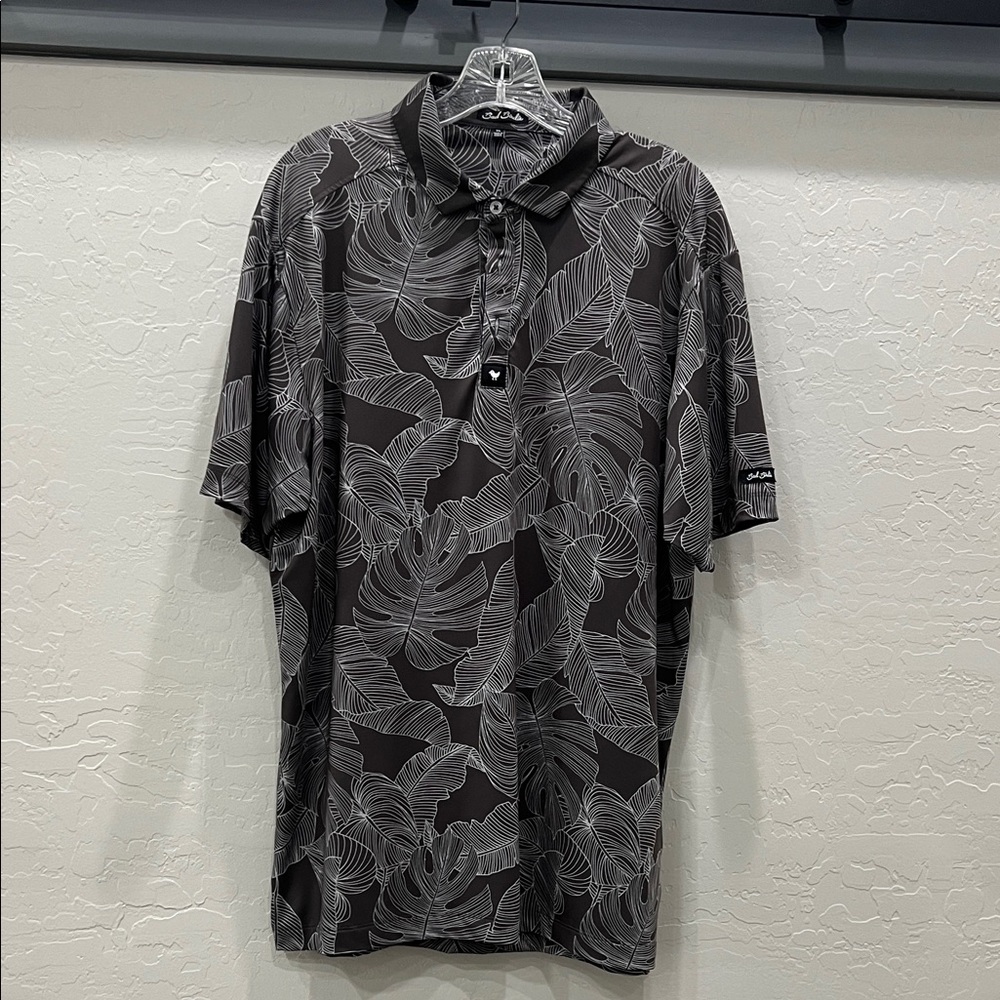 Bad Birdie Brown and Gray Leaf Polo